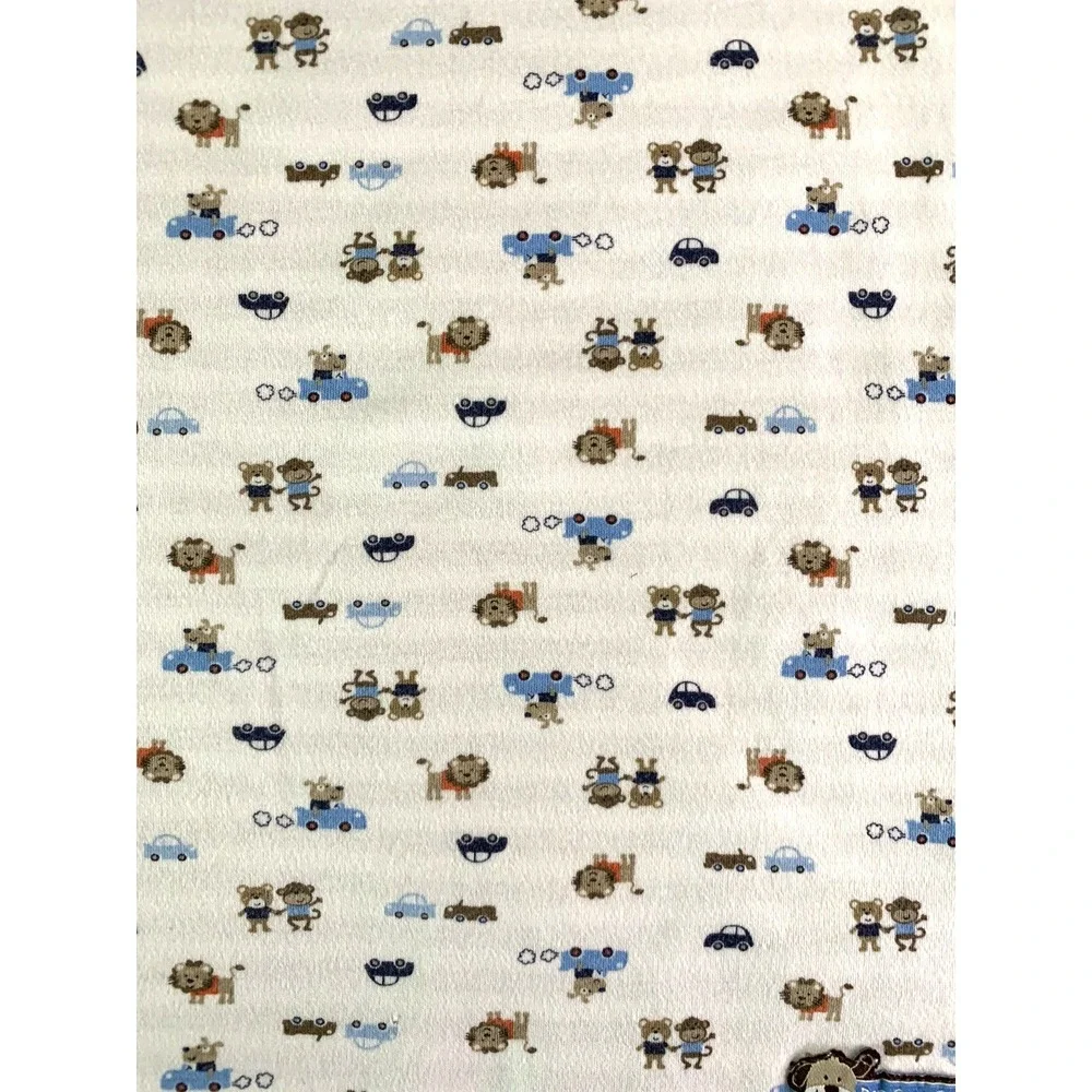 Carter's Baby Blanket Dog Gone Cute Tan White Stripe Monkey Lion Car Security‎